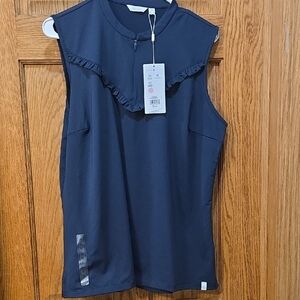 NWT Lady Hagen Navy Sleeveless Ruffle Golf Top XL